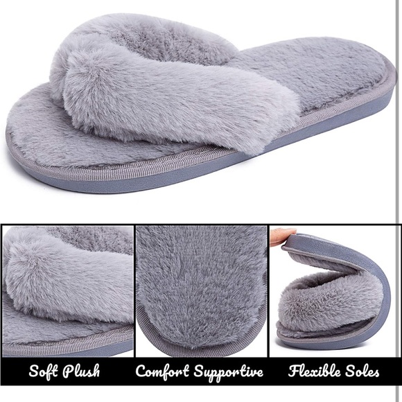 Memory Foam Fuzzy Flip Flop slippers - Picture 5 of 7